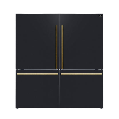 Forno Milano 2-Piece 62-Inch Freestanding Dual Bottom Freezer Refrigerator in Black – 34.4 cu.ft, Touch Control, Ice Maker