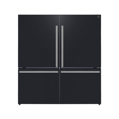 Forno Milano 2-Piece 62-Inch Freestanding Dual Bottom Freezer Refrigerator in Black – 34.4 cu.ft, Touch Control, Ice Maker
