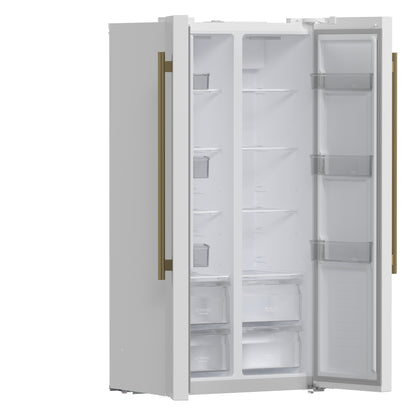 Forno Salerno Espresso 33-Inch White Side-by-Side Refrigerator, 15.6 Cu. Ft., Energy-Efficient, No Frost, Modern Design