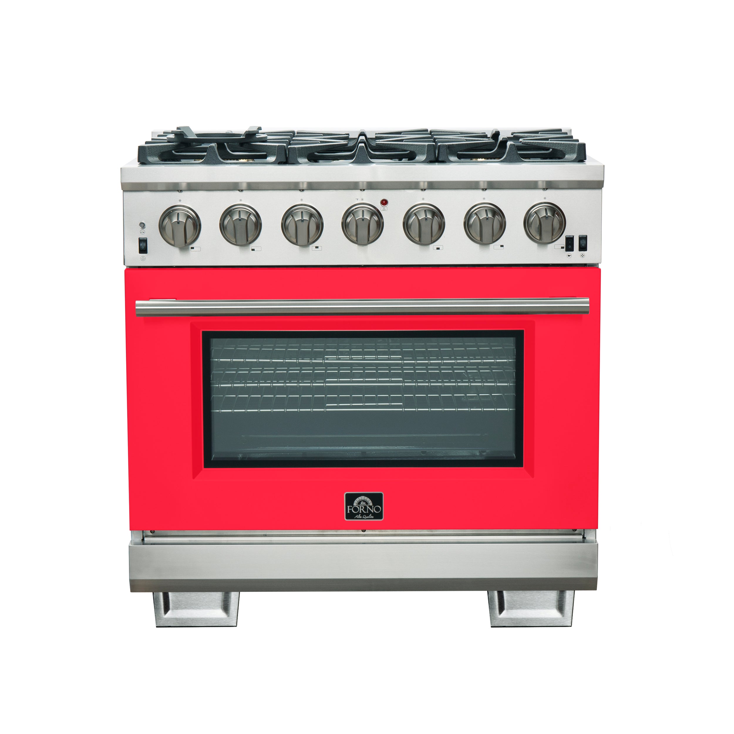 Forno Capriasca 36-Inch Gas Range, Stainless Steel, 6 Brass Burners, 1 ...