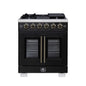 Forno Capriasca 30-Inch Freestanding French Door Gas Range, 4 Burners, Convection Oven, Energy Efficient