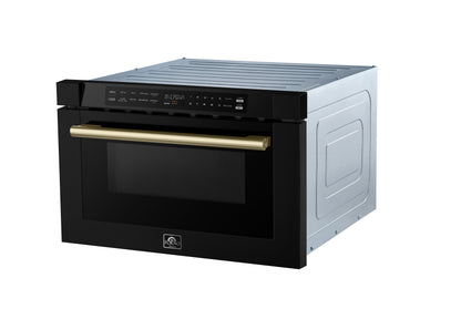 Forno Capoliveri Espresso 24-Inch Microwave Drawer, Black, 1.2 cu.ft, 900 Watts, Built-In, Touch Control LCD Display, Auto-Touch Open/Close, 11 Power Levels, Sensor Cooking