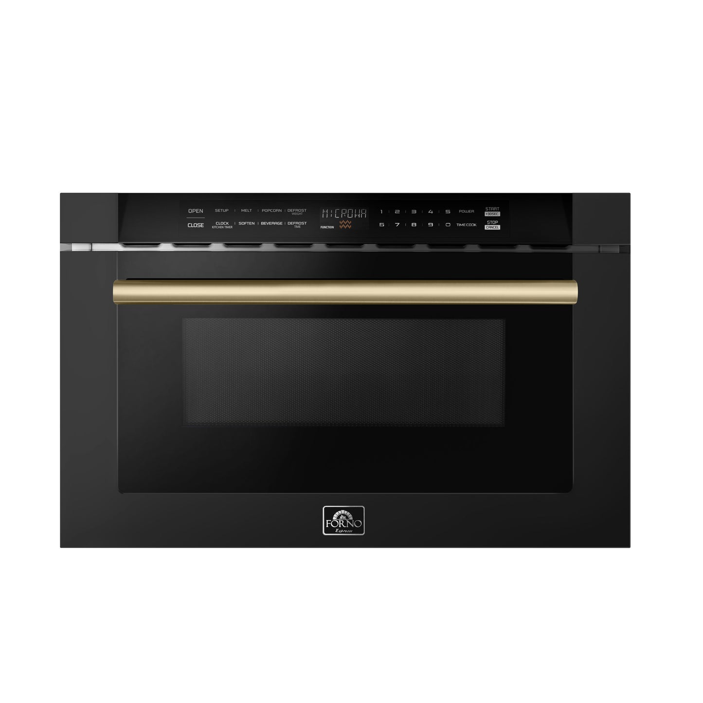 Forno Capoliveri Espresso 24-Inch Microwave Drawer, Black, 1.2 cu.ft, 900 Watts, Built-In, Touch Control LCD Display, Auto-Touch Open/Close, 11 Power Levels, Sensor Cooking