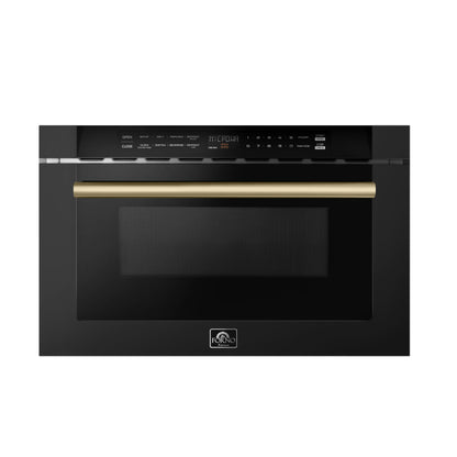 Forno Capoliveri Espresso 24-Inch Microwave Drawer, Black, 1.2 cu.ft, 900 Watts, Built-In, Touch Control LCD Display, Auto-Touch Open/Close, 11 Power Levels, Sensor Cooking