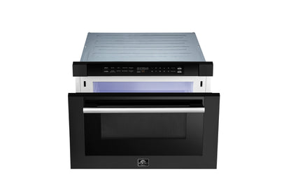Forno Capoliveri Espresso 24-Inch Microwave Drawer, Black, 1.2 cu.ft, 900 Watts, Built-In, Touch Control LCD Display, Auto-Touch Open/Close, 11 Power Levels, Sensor Cooking