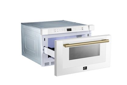 Forno Capoliveri Espresso 24-Inch Microwave Drawer, White, 1.2 cu.ft, 900 Watts, Built-In, Touch Control LCD Display, Auto-Touch Open/Close, 11 Power Levels, Sensor Cooking