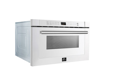 Forno Capoliveri Espresso 24-Inch Microwave Drawer, White, 1.2 cu.ft, 900 Watts, Built-In, Touch Control LCD Display, Auto-Touch Open/Close, 11 Power Levels, Sensor Cooking