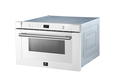 Forno Capoliveri Espresso 24-Inch Microwave Drawer, White, 1.2 cu.ft, 900 Watts, Built-In, Touch Control LCD Display, Auto-Touch Open/Close, 11 Power Levels, Sensor Cooking