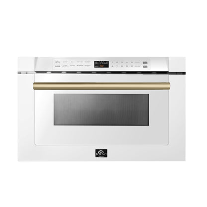 Forno Capoliveri Espresso 24-Inch Microwave Drawer, White, 1.2 cu.ft, 900 Watts, Built-In, Touch Control LCD Display, Auto-Touch Open/Close, 11 Power Levels, Sensor Cooking