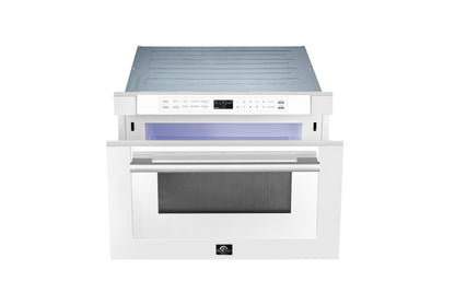 Forno Capoliveri Espresso 24-Inch Microwave Drawer, White, 1.2 cu.ft, 900 Watts, Built-In, Touch Control LCD Display, Auto-Touch Open/Close, 11 Power Levels, Sensor Cooking