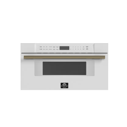 Forno Capoliveri Espresso 30-Inch Microwave Drawer, White, 1.2 cu.ft, 900 Watts, Built-In, Touch Control LCD Display, Auto-Touch Open/Close, 11 Power Levels, Sensor Cooking