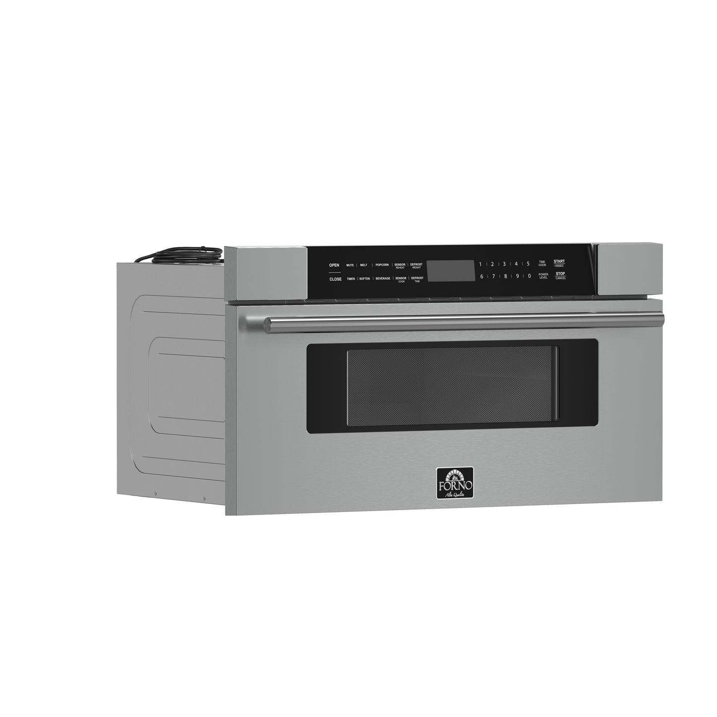 Forno Capoliveri 30-Inch Microwave Drawer, Stainless Steel, 1.2 cu.ft, 900 Watts, Built-In, Touch Control LCD Display, Auto-Touch Open/Close, 11 Power Levels, Sensor Cooking