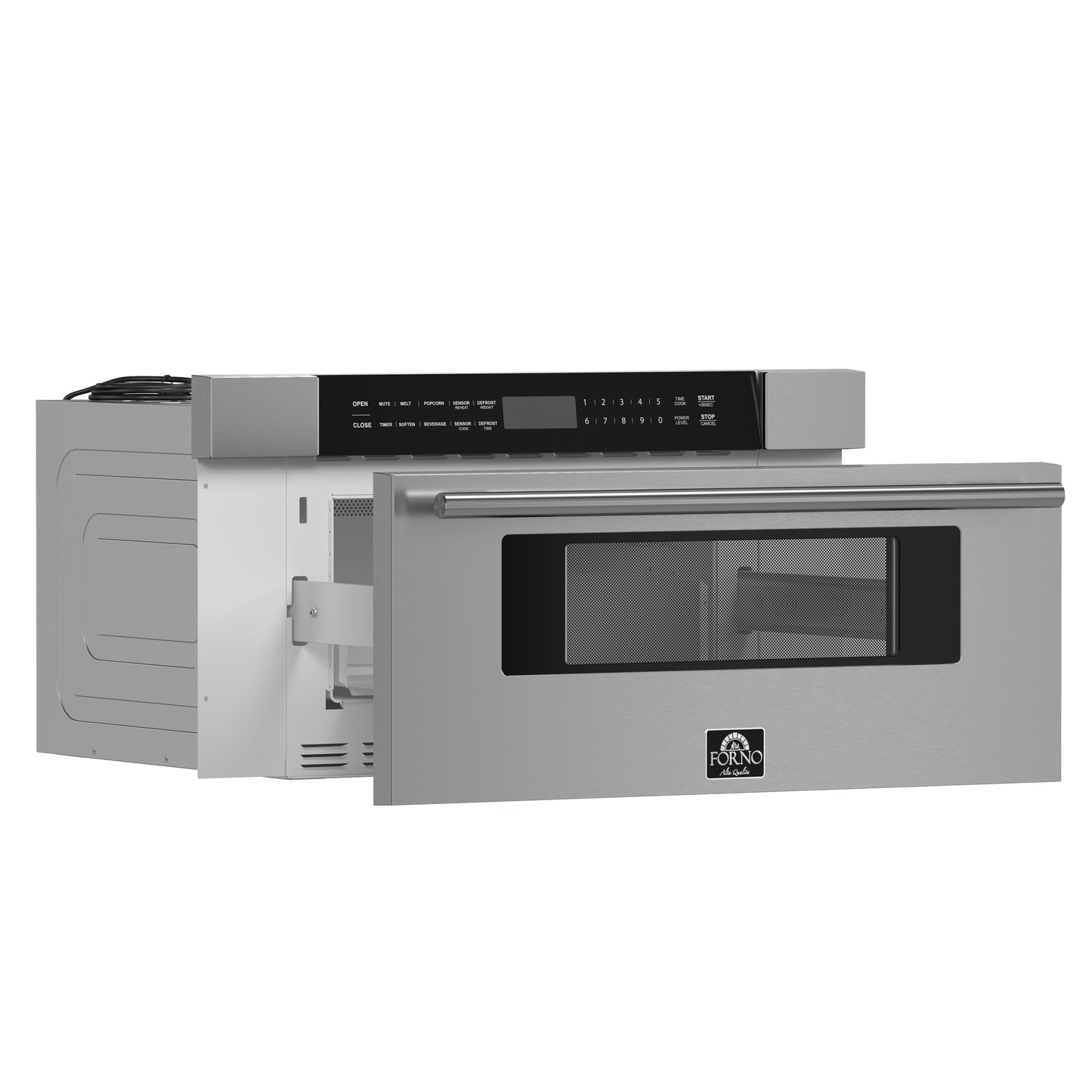 Forno Capoliveri 30-Inch Microwave Drawer, Stainless Steel, 1.2 cu.ft, 900 Watts, Built-In, Touch Control LCD Display, Auto-Touch Open/Close, 11 Power Levels, Sensor Cooking