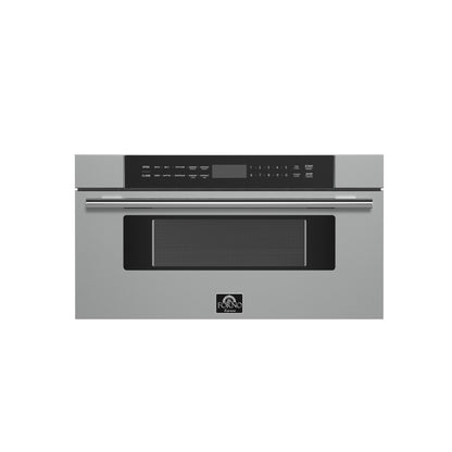 Forno Capoliveri 30-Inch Microwave Drawer, Stainless Steel, 1.2 cu.ft, 900 Watts, Built-In, Touch Control LCD Display, Auto-Touch Open/Close, 11 Power Levels, Sensor Cooking
