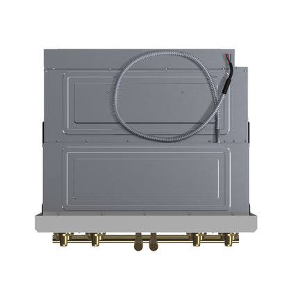 Forno Asti 30-Inch Double Electric Wall Oven with Upper French Doors in White & Antique Brass, 7.36 cu. ft. Dual True Convection, 7,200W, Air Fry, Sous Vide, Self-Clean