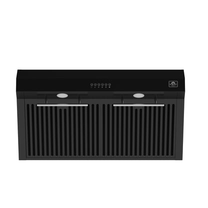Forno Bari Espresso 30-Inch Under Cabinet Range Hood, Black, 400 CFM, LED Lighting, Dishwasher-Safe Baffle Filters, 3-Speed Fan Control