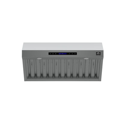 Forno Palazzo 36-Inch Wall Mounted Range Hood, Stainless Steel, Heavy Duty Baffle Filters, Remote Control
