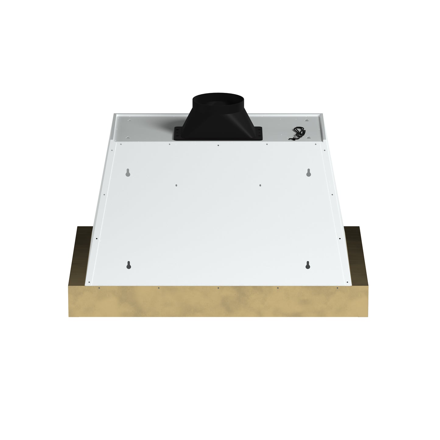 Forno Vittorio 36-Inch Wall Mount Range Hood, White with Antique Brass Trim, 424 CFM Airflow, Dishwasher-Safe Baffle Filters, Remote Control, 3-Speed Fan, Bright LED Lighting.
