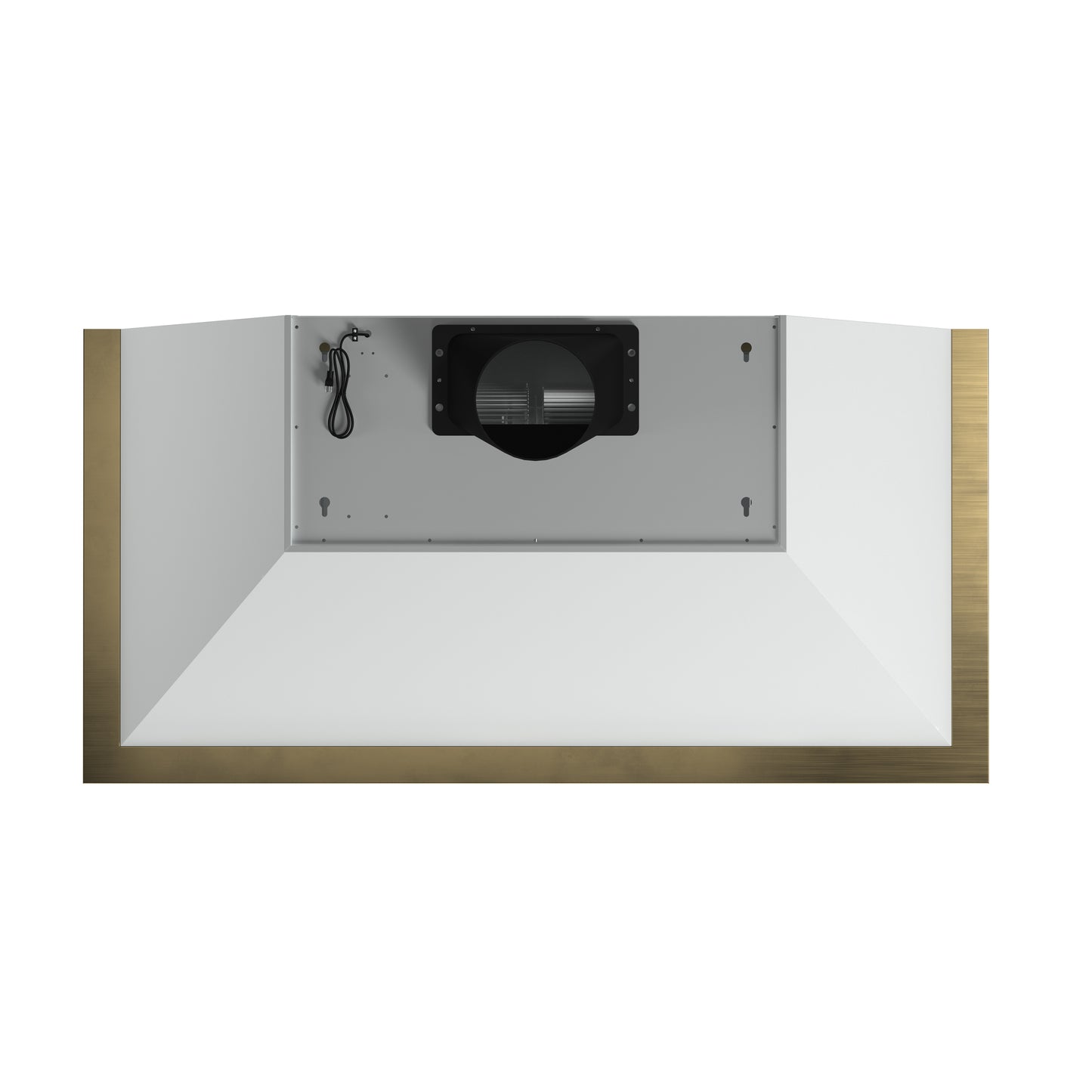 Forno Vittorio 48-Inch Wall Mount Range Hood, White with Antique Brass Trim, 424 CFM Airflow, Dishwasher-Safe Baffle Filters, Remote Control, 3-Speed Fan, Bright LED Lighting
