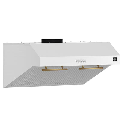 Forno Bari Espresso 30-Inch Under Cabinet Range Hood, White, 400 CFM, LED Lighting, Dishwasher-Safe Baffle Filters, 3-Speed Fan Control