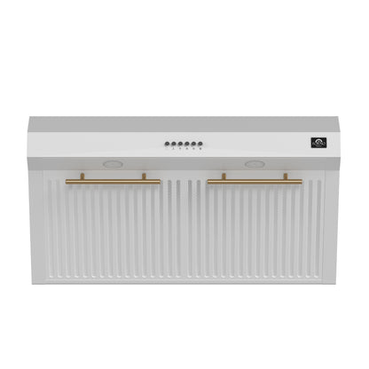 Forno Bari Espresso 30-Inch Under Cabinet Range Hood, White, 400 CFM, LED Lighting, Dishwasher-Safe Baffle Filters, 3-Speed Fan Control