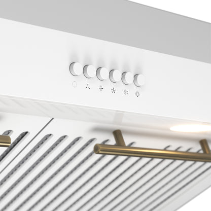 Forno Bari Espresso 30-Inch Under Cabinet Range Hood, White, 400 CFM, LED Lighting, Dishwasher-Safe Baffle Filters, 3-Speed Fan Control