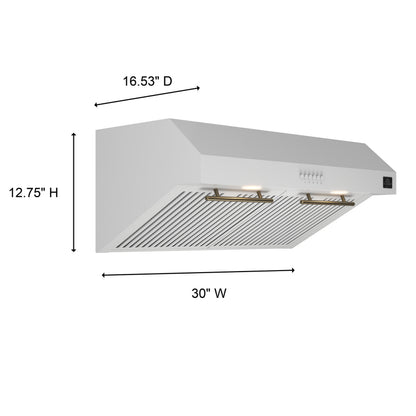 Forno Bari Espresso 30-Inch Under Cabinet Range Hood, White, 400 CFM, LED Lighting, Dishwasher-Safe Baffle Filters, 3-Speed Fan Control