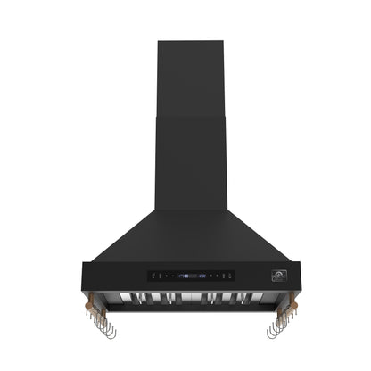 Forno Venezia 30 Inch Wall-Mounted Range Hood in Black with Touch Controls and Baffle Filters