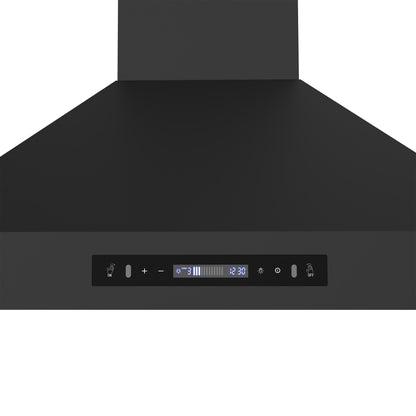 Forno Venezia 36 Inch Wall-Mounted Range Hood in Black with Touch Controls and Baffle Filters