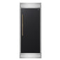 Forno Maderno 28-Inch Built-In Convertible Refrigerator in Black with Antique Brass Handle, 13.6 cu.ft. Right Swing with Decorative Grill - 32-Inch Wide
