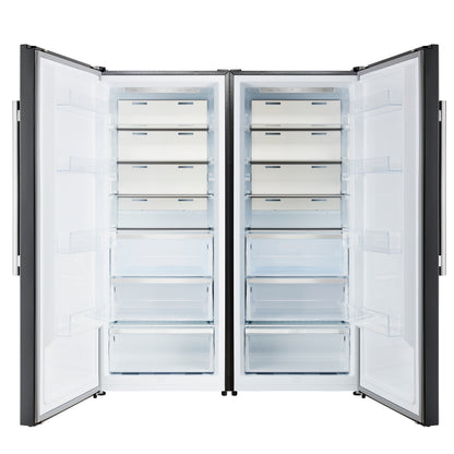 Forno Maderno 2-28-Inch Wide Convertible Refrigerator/Freezer in Black, Decorative Trim Grill, 27.2 cu.ft, 84-Inch High, ENERGY STAR Certified