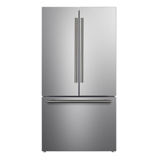 Forno Rivello 36 Inch French Door Refrigerator in Stainless Steel, Internal Water Dispenser, Filtered Ice, Adjustable Shelves, Energy Star Certified
