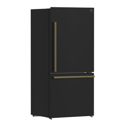 Forno Milano Espresso 31-Inch Bottom Freezer Refrigerator, Black, 17.2 cu.ft Capacity, Energy Efficient
