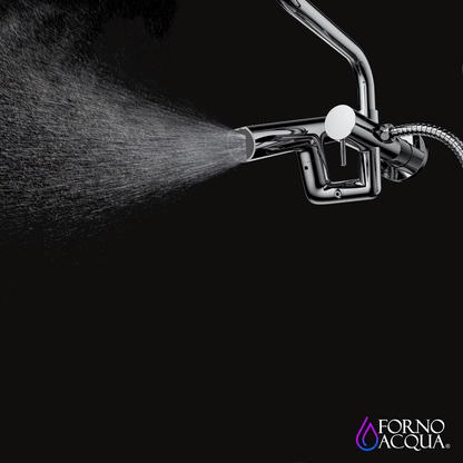 Forno Acqua AcquaFALL Mini 8 Inch Shower Head, Matte Black Finish, Overhead Rainfall Shower, Handheld Shower Head, Body Jets, 1.8 GPM Flow Rate