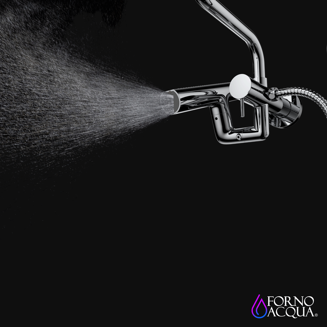 Forno Acqua AcquaFALL Mini 8 Inch Shower Head, Brushed Nickel Finish, Overhead Rainfall Shower, Handheld Shower Head, Body Jets, 1.8 GPM Flow Rate