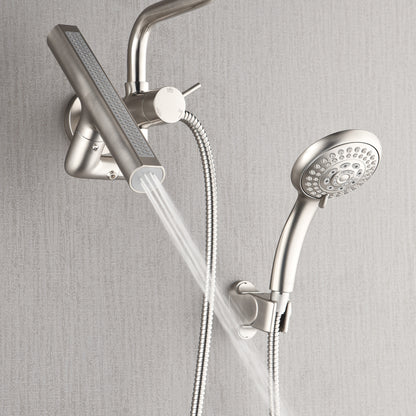 Forno Acqua AcquaFALL Mini 8 Inch Shower Head, Brushed Nickel Finish, Overhead Rainfall Shower, Handheld Shower Head, Body Jets, 2.5 GPM Flow Rate