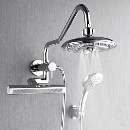Forno Acqua AcquaFALL Mini 8 Inch Shower Head, Polished Stainless Steel Finish, Overhead Rainfall Shower, Handheld Shower Head, Body Jets, 2.5 GPM Flow Rate