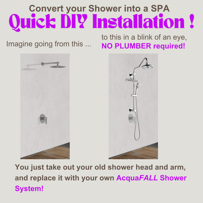 Forno Acqua AcquaFALL Shower, Brushed Nickel Finish, Overhead Rainfall Shower, 7 Way Diverter, Handheld Shower Head, Body Jets, 1.8 GPM Flow Rate