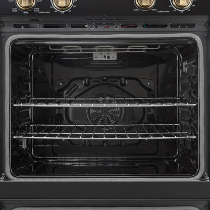 Forno Vomero 30-Inch Double Wall Oven, Black, 10 cu.ft Total Capacity, 7100W Convection, Mechanical Controls, Manuel Steam Clean
