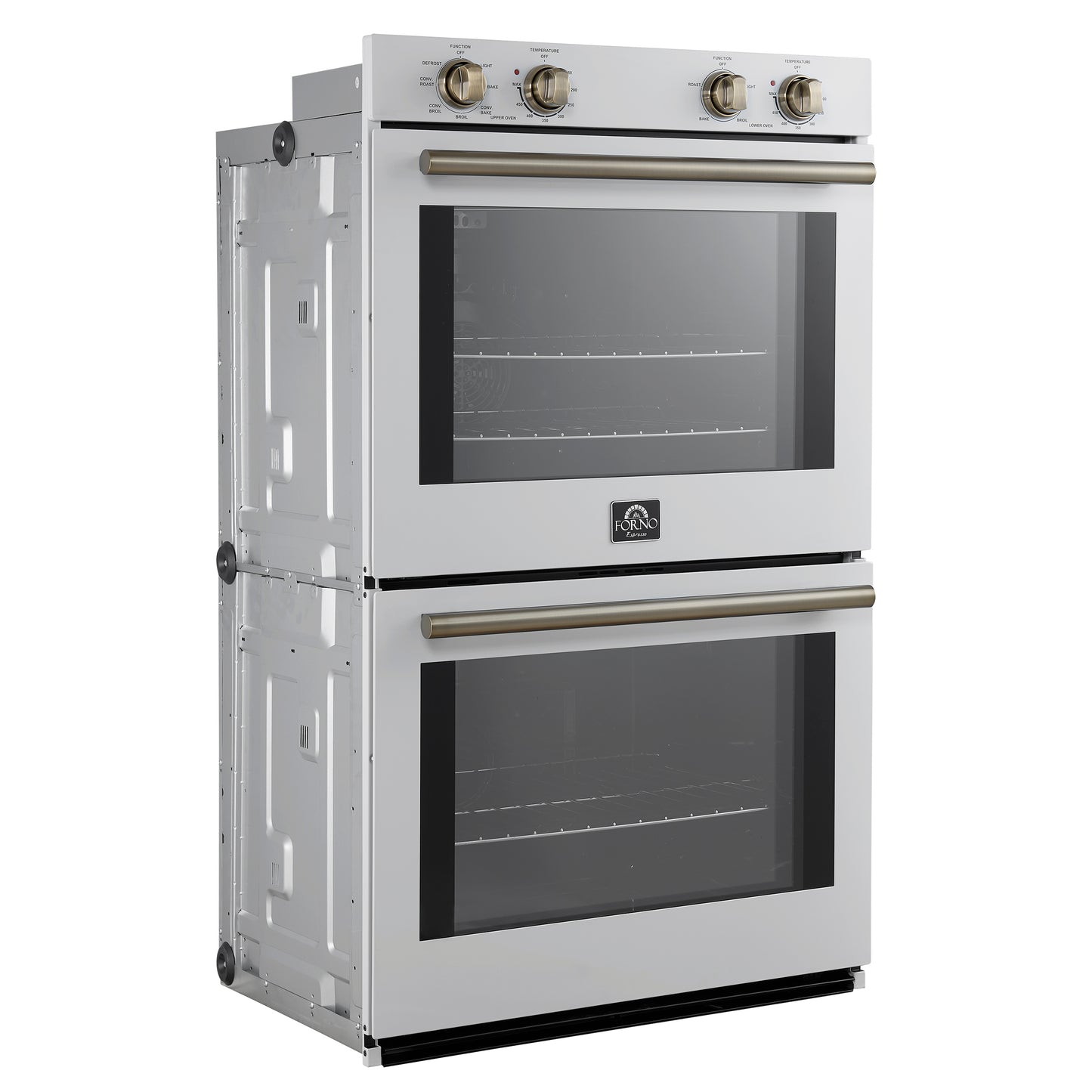 Forno Vomero 30-Inch Double Wall Oven, White, 10 cu.ft Total Capacity, 7100W Convection, Mechanical Controls, Manuel Steam Clean