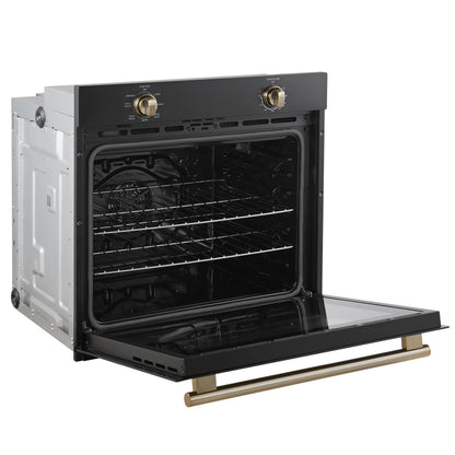 Forno Vomero 30-Inch Wall Oven, Black, 5 cu.ft Capacity, 3550 Watts Convection, Mechanical Controls, Manuel Steam Clean