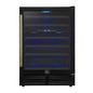 Forno Bacchino 24 Inch Wine Cooler, Black with Antique Brass Handles, with LED Lighting, Triple Glass Door, 51 Bottle Capacity, Built-In or Freestanding