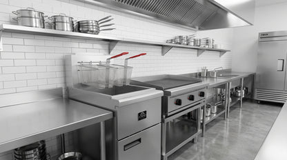 Forno Commerciale Natural Gas Deep Fryer, 4 Burners 120,000 BTU, 50 lbs Oil Capacity