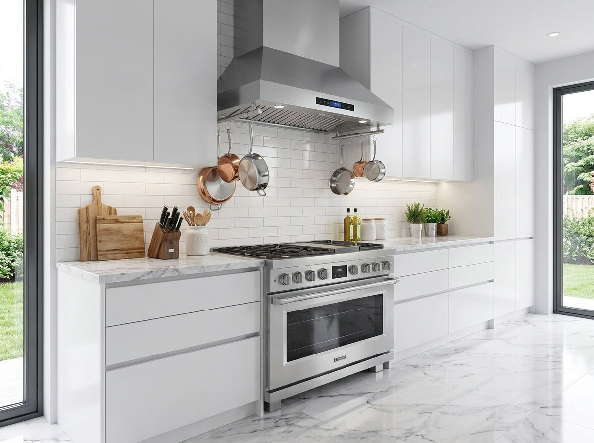 Forno Venezia 30 Inch Wall-Mounted Range Hood with Touch Controls and Baffle Filters