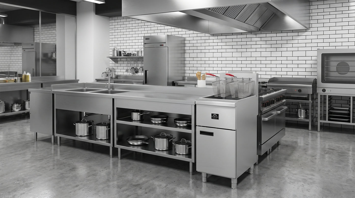 Forno Commerciale Natural Gas Deep Fryer, 4 Burners 120,000 BTU, 50 lbs Oil Capacity