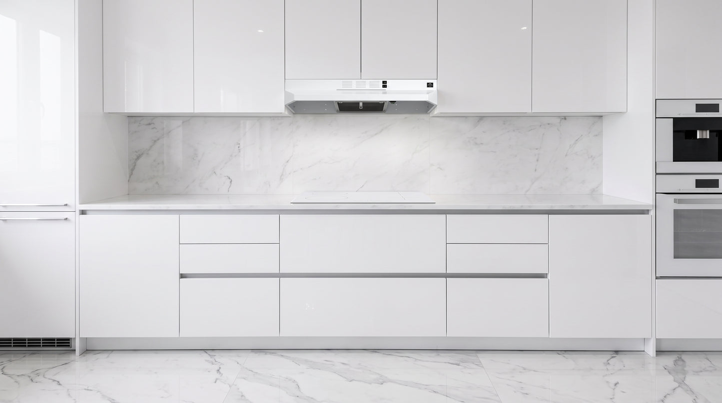 Forno Cappa 30-Inch Under Cabinet Range Hood, White, 200 CFM, Convertible, LED Lighting